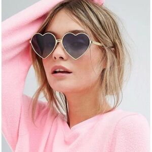 Wildfox Heart-Shaped Gold and Black Sunglasses